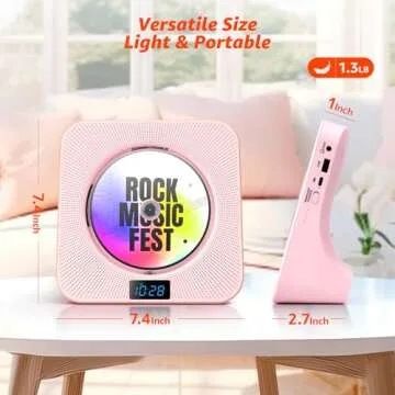 Desktop CD Player with Speakers, ROADOM Bluetooth CD Player with Hi-Fi Stereo Sound, Remote Control, Supports CD/Bluetooth/FM Radio/USB/AUX/Timer/Repeat