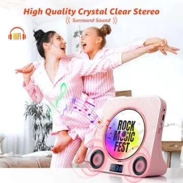 Desktop CD Player with Speakers, ROADOM Bluetooth CD Player with Hi-Fi Stereo Sound, Remote Control, Supports CD/Bluetooth/FM Radio/USB/AUX/Timer/Repeat