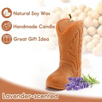Natural Soy Wax Cowgirl Boot Candles Lavender Scented Gift