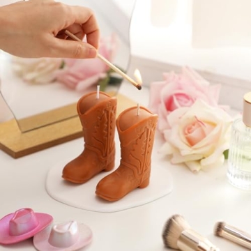 Natural Soy Wax Cowgirl Boot Candles Lavender Scented Gift