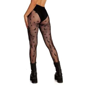 XIUSEMY Women Sexy Tights Fishnet Stockings Patterned Tights Thigh-High Black Socks Lace Leggings Pantyhose(XYL,M)