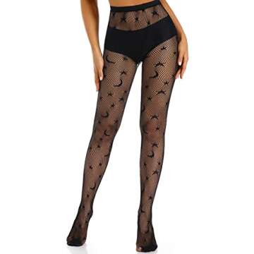 XIUSEMY Women Sexy Tights Fishnet Stockings Patterned Tights Thigh-High Black Socks Lace Leggings Pantyhose(XYL,M)