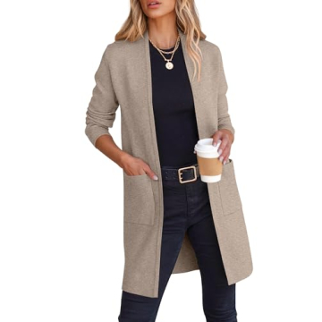 ANRABESS Cardigan Sweater for Women Casual 2024 Fall Fashion Coat Long Sleeve Open Front Knit Coatig...
