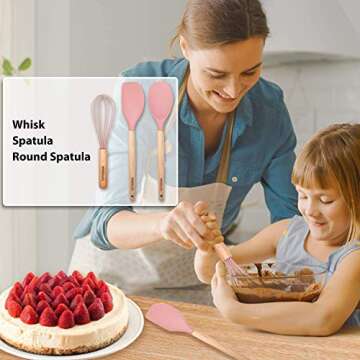 VIVAYO Silicone Cooking Utensil Kitchen Utensils Set, 12 Pieces Silicone Kitchen Utensil Wooden Handles, Kitchen Spatula Sets with Holder Spoon Turner Tongs, Pink