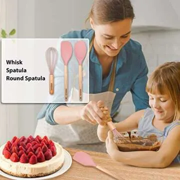 VIVAYO Silicone Cooking Utensil Kitchen Utensils Set, 12 Pieces Silicone Kitchen Utensil Wooden Handles, Kitchen Spatula Sets with Holder Spoon Turner Tongs, Pink