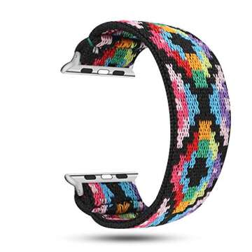 YOSWAN Stretchy Loop Strap Compatible for Apple Watch Band 41mm 40mm 38mm iWatch Series SE/7/6/5/4/3/2/1 Stretch Elastics Wristbelt Aztec Style Colorful (Multi-Colored, 38mm/40mm/41mm)