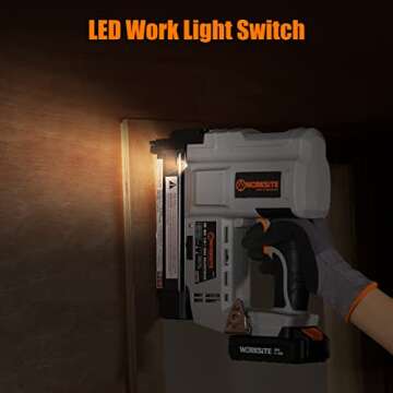 WORKSITE Electric Cordless 18 Gauge Brad Nailer Nail Staple Gun with 2.0A Battery for High Density Woodworking Projects, Upholstery, Carpentry