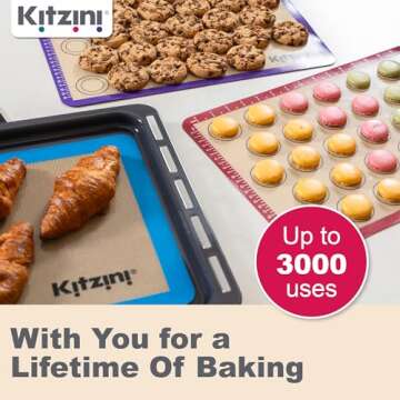 Kitzini Silicone Baking Mat Set, Non-Stick and BPA Free