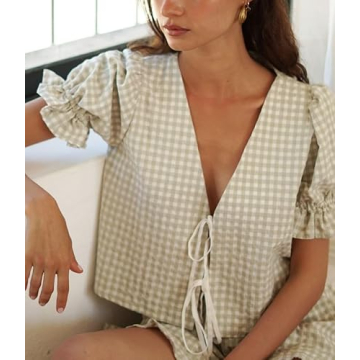 Faretumiya Women Plaid Pajama Set for Style and Comfort