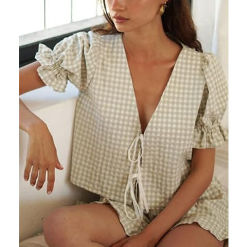 Faretumiya Women Plaid Pajama Set for Style and Comfort