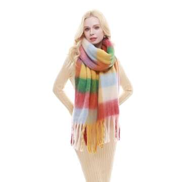 RIIQIICHY Stylish Plaid Scarf for Women Winter Gift