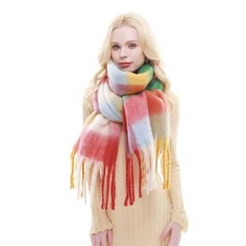 RIIQIICHY Stylish Plaid Scarf for Women Winter Gift