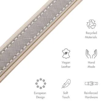 Nina Woof London Vegan Leather Dog Leash (4ft) Padded Luxury Dog Lead - Dog Leash Large Dogs, Dog Leashes for Medium Dogs & Ideal Long Dog Leash (Grey Over Beige)