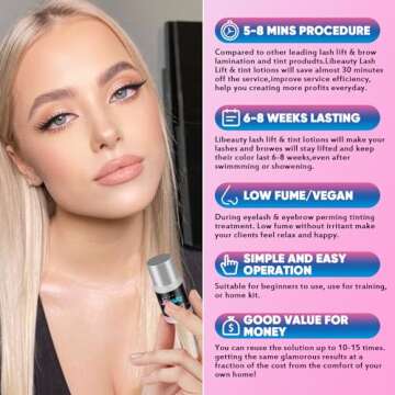Libeauty Eyelash Lift and Color Kit Brow Lamination with Black Lash Perm Quick Lifting & Voluminous Coloring with Complete Tools DIY Use at Home & Salon Supplies