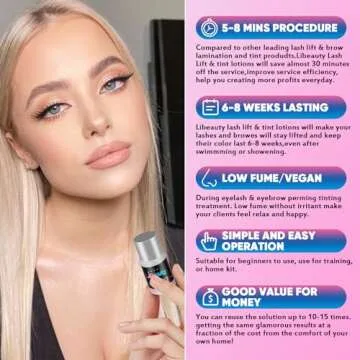 Libeauty Eyelash Lift and Color Kit Brow Lamination with Black Lash Perm Quick Lifting & Voluminous Coloring with Complete Tools DIY Use at Home & Salon Supplies