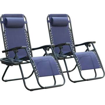Zero Gravity Lounge Chair Set of 2 for Outdoor Use