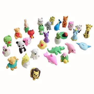 70 Pcs Pencil Eraser Removable Assembly Animal Eraser for Games Prizes, Kids Puzzle Toys and Collection