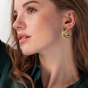 YeGieonr Chunky Gold Hoop Earrings for Women Stylish
