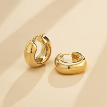 YeGieonr Chunky Gold Hoop Earrings for Women Stylish