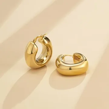 YeGieonr Chunky Gold Hoop Earrings for Women Stylish