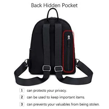 ecodudo Mini Backpack Purse for Women Teen Girls 11 inch Backpack Small Fashion Bag (Black)