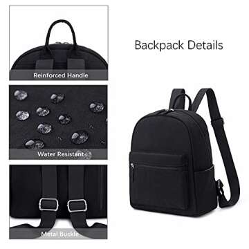 ecodudo Mini Backpack Purse for Women Teen Girls 11 inch Backpack Small Fashion Bag (Black)