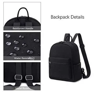 ecodudo Mini Backpack Purse for Women Teen Girls 11 inch Backpack Small Fashion Bag (Black)