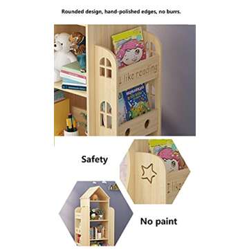 Heehee Rotating Bookshelf 360 Display Floor Standing Bookcase Storage Rack Children's Bookshelf, Wood Book Shelf Organizer Stand for Kids, Storage Book Display Case Bookrack
