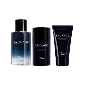 Christian Dior Sauvage For Men 3 Piece Set (3.4 Ounce Eau De Toilette Spray + 1.7 Ounce After Shave Balm + 2.6 Ounce Deodorant Stick)