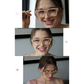 VISOONE Blue Light Blocking Glasses with TR90 Rectangle Frame and Chic Preppy Look for Women Men RIV...