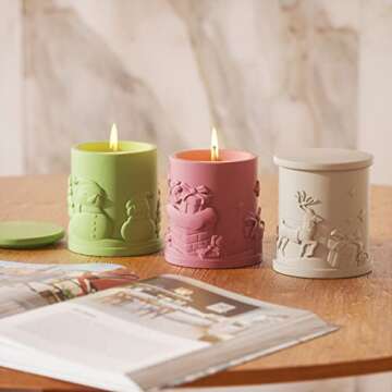 BOOWAN NICOLE Christmas Candle Jar Mold for Home Decor