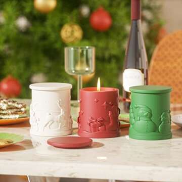 BOOWAN NICOLE Christmas Candle Jar Mold for Home Decor