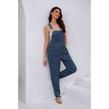 utcoco Women's Adjustable Straps Denim Bib Overalls