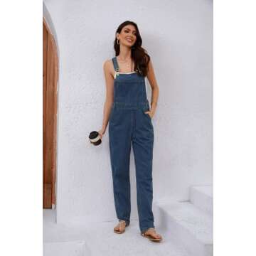 utcoco Women's Adjustable Straps Denim Bib Overalls