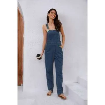 utcoco Women's Adjustable Straps Denim Bib Overalls