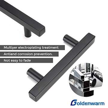 goldenwarm 8Pack Black Cabinet Pulls 3-3/4 inch Black Drawer Pulls Modern Kitchen Hardware Stainless Steel Cabinet Hardware for Dresser Cupboard