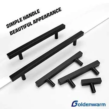 goldenwarm 8Pack Black Cabinet Pulls 3-3/4 inch Black Drawer Pulls Modern Kitchen Hardware Stainless Steel Cabinet Hardware for Dresser Cupboard