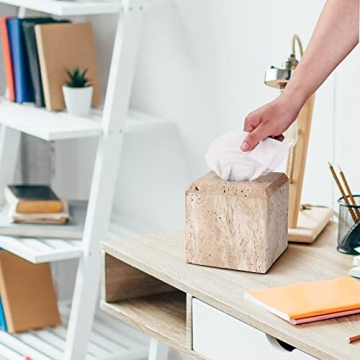 WORHE Heavy Duty Marble Tissue Box Cover - Stylish and Durable