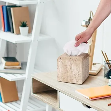 WORHE Heavy Duty Marble Tissue Box Cover - Stylish and Durable