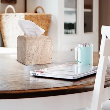 WORHE Heavy Duty Marble Tissue Box Cover - Stylish and Durable