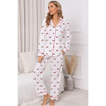 LUBOT Christmas 100% Cotton Pajamas Set for Women