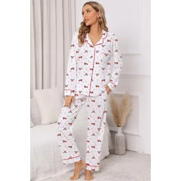 LUBOT Christmas 100% Cotton Pajamas Set for Women