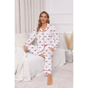 LUBOT Christmas 100% Cotton Pajamas Set for Women