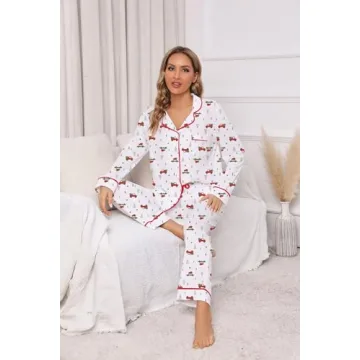 LUBOT Christmas 100% Cotton Pajamas Set for Women