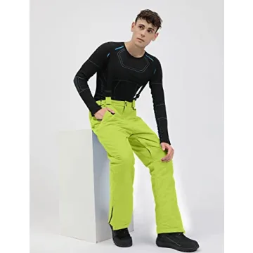 YEEFINE Men's Waterproof Insulated Snow Ski Pants Winter Bibs