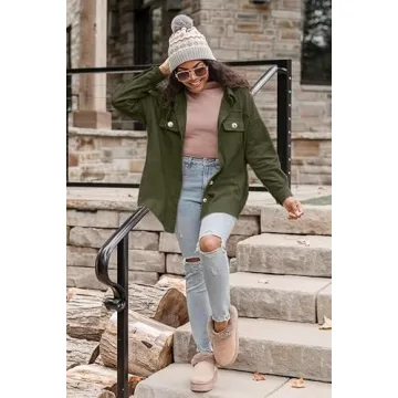 VICHYIE Womens Stylish Oversized Corduroy Shacket