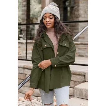 VICHYIE Womens Stylish Oversized Corduroy Shacket