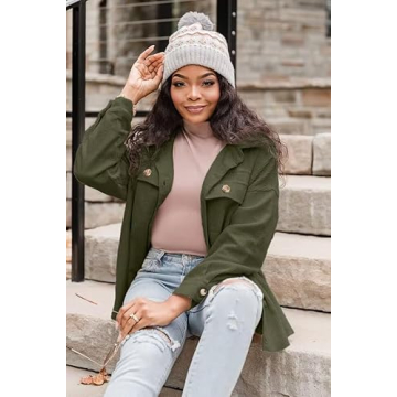 VICHYIE Womens Stylish Oversized Corduroy Shacket