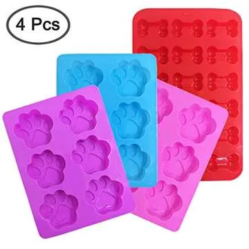 4 Pcs FineGood Silicone Candy Chocolate Molds - Puppy Paw & Bone Shapes
