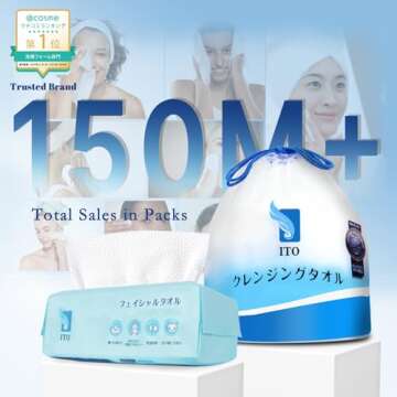 ITO Disposable Face Towel, 70 Count Ultra-Soft 1-Second Quick-Dry Face Towels, Gentle for Sensitive ...